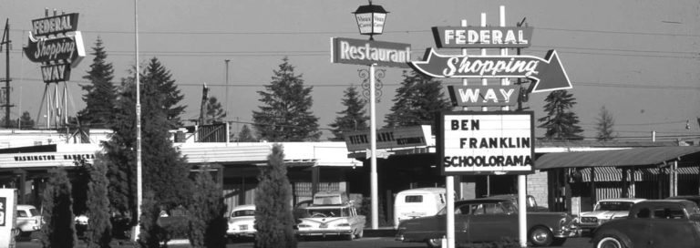 Federal Shopping Way in the 1960s. Property is now a strip mall on Hwy 99.